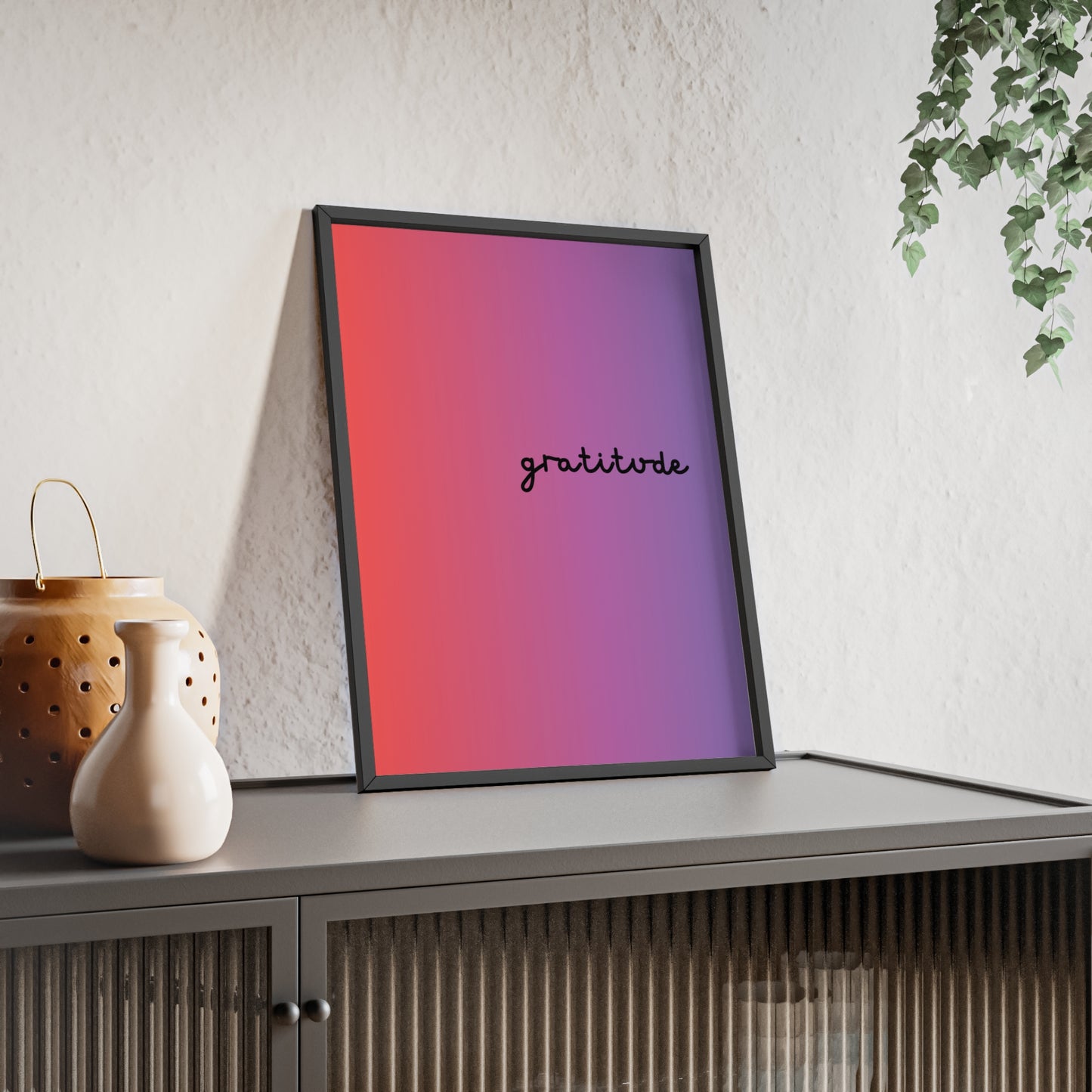 Gratitude Poster with Wooden Frame